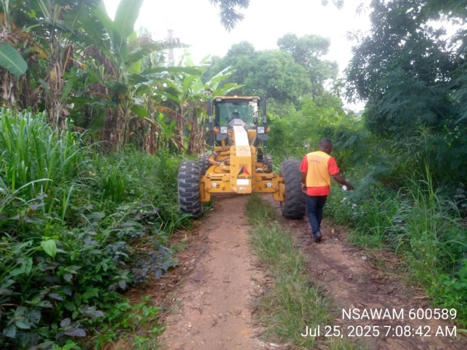 Prepared and graded telecommunications site access road
