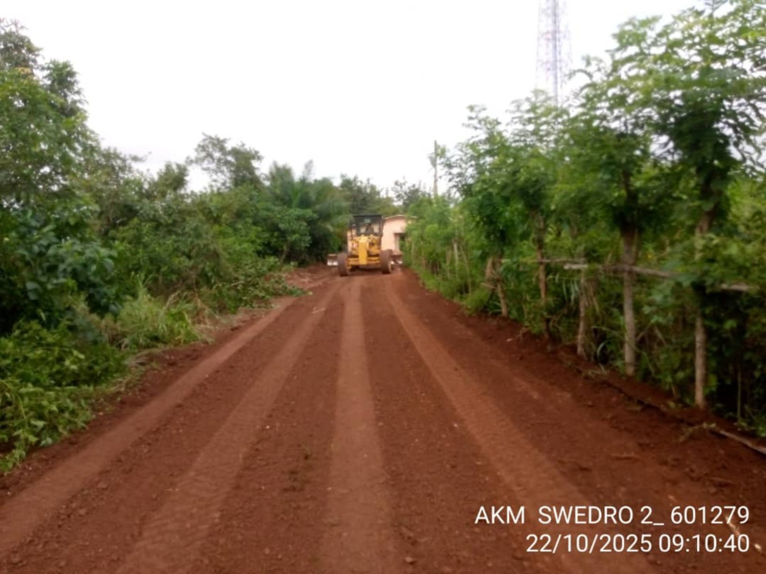 Completed grading and finishing of a telecommunications site access road